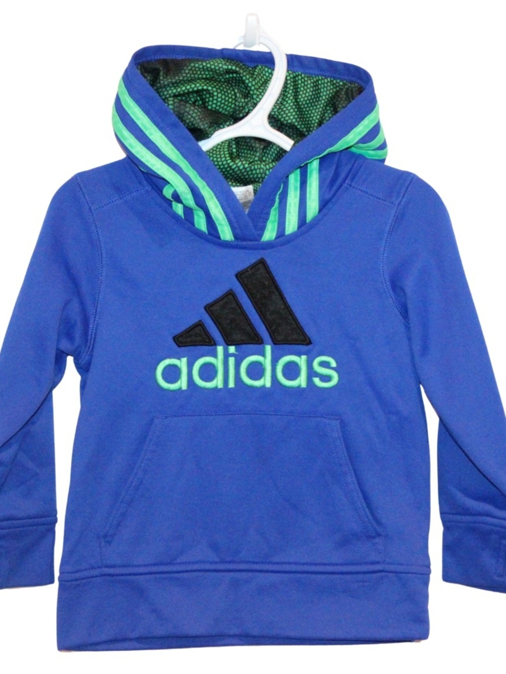 3/$25 🏷 Adidas Bright Blue + Green Logo Hoodie Size 2T